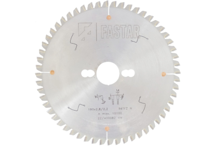 Fastar HM cirkelzaagblad 190x30x56 2.8/2.2 Trapezium vlaktand (neg) alu/trespa®