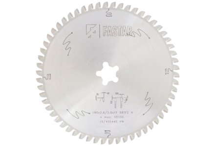 Fastar HM cirkelzaagblad 190x20x58 2,6/2.0 (Fast Fix) TZFN alu/trespa®