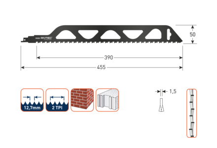 Rotec reciprozaagblad RC820 voor bouwstenen