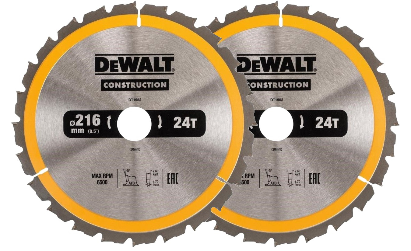 2 pack DeWalt DWS774 cirkelzaagblad 216x30x24 tanden