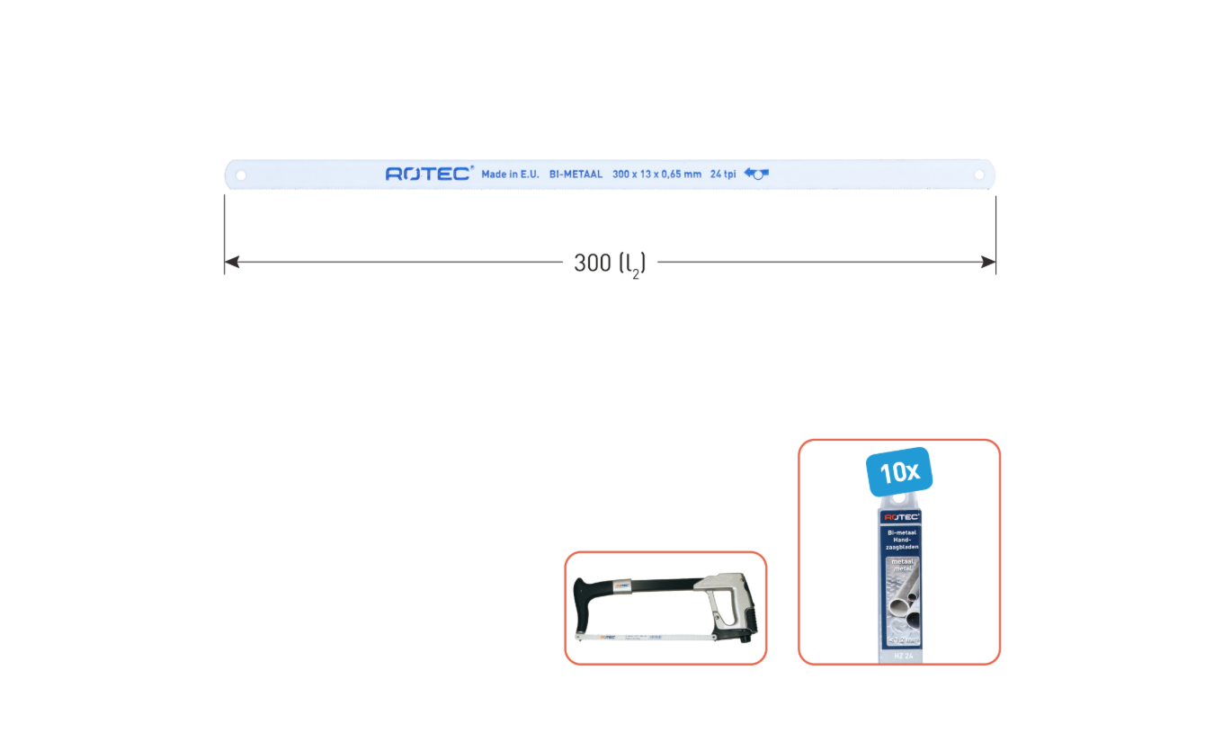 Rotec bi-metaal handmetaalzaagblad 12 inch