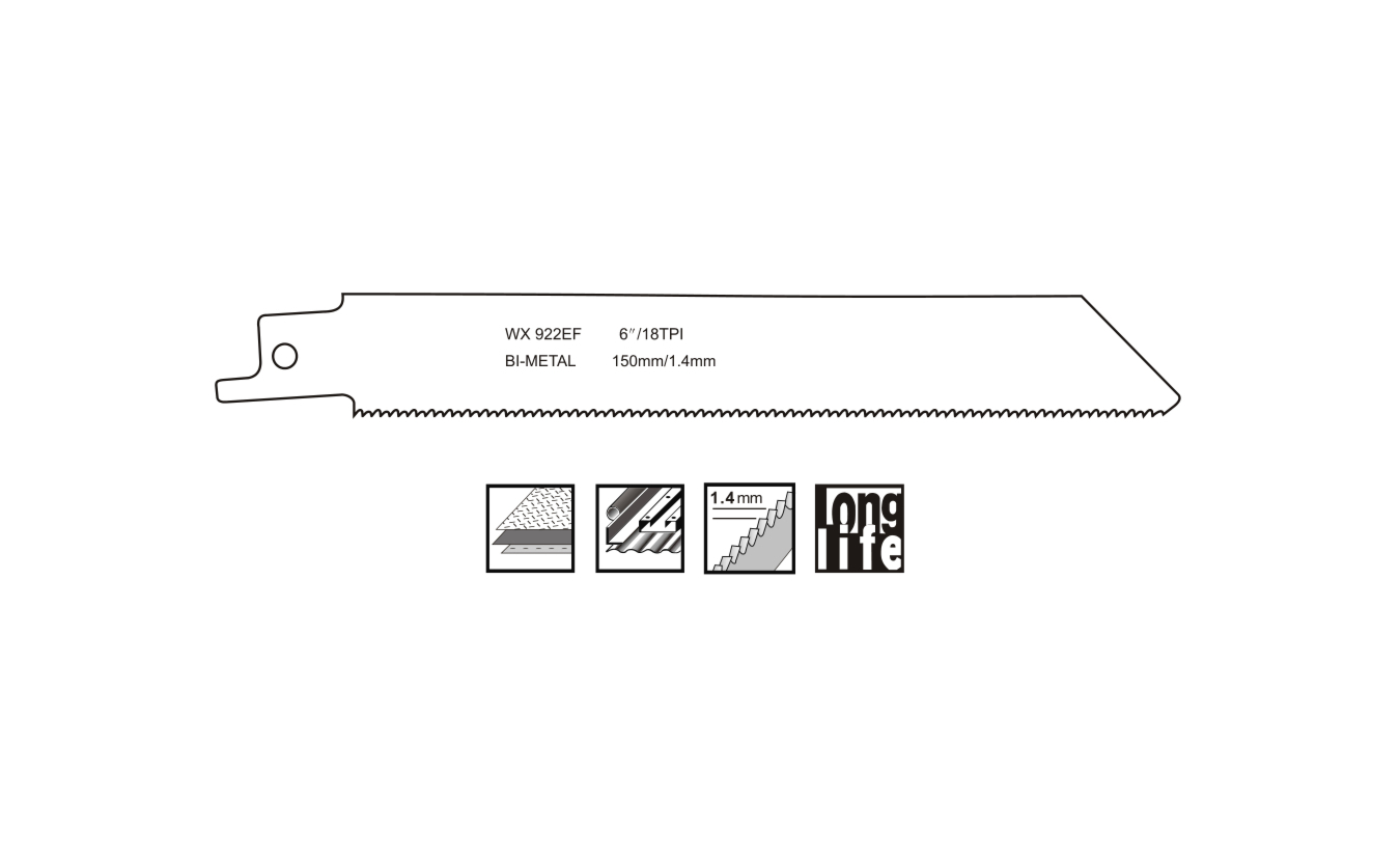 Reciprozaagbladen voor staal (1,5-4mm) 150mm - 5 stuks